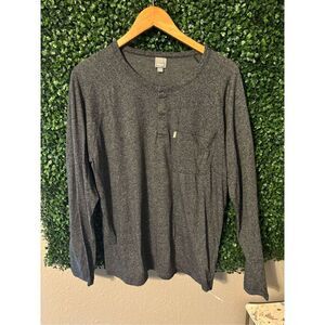 Bench Mens Gray Long Sleeve Pocket Henley Shirt Size XL